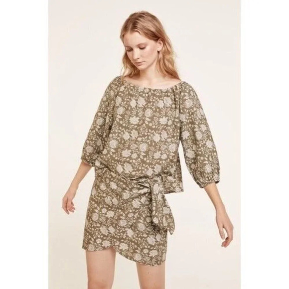 NWT Springfield Reconsider Floral Linen Off Shoulder  Boat Neck Open Back Top - Picture 1 of 7